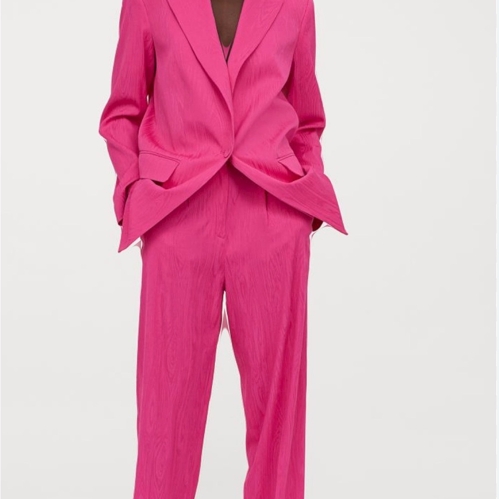 H&M Jacquard-weave Pink Pants Suit